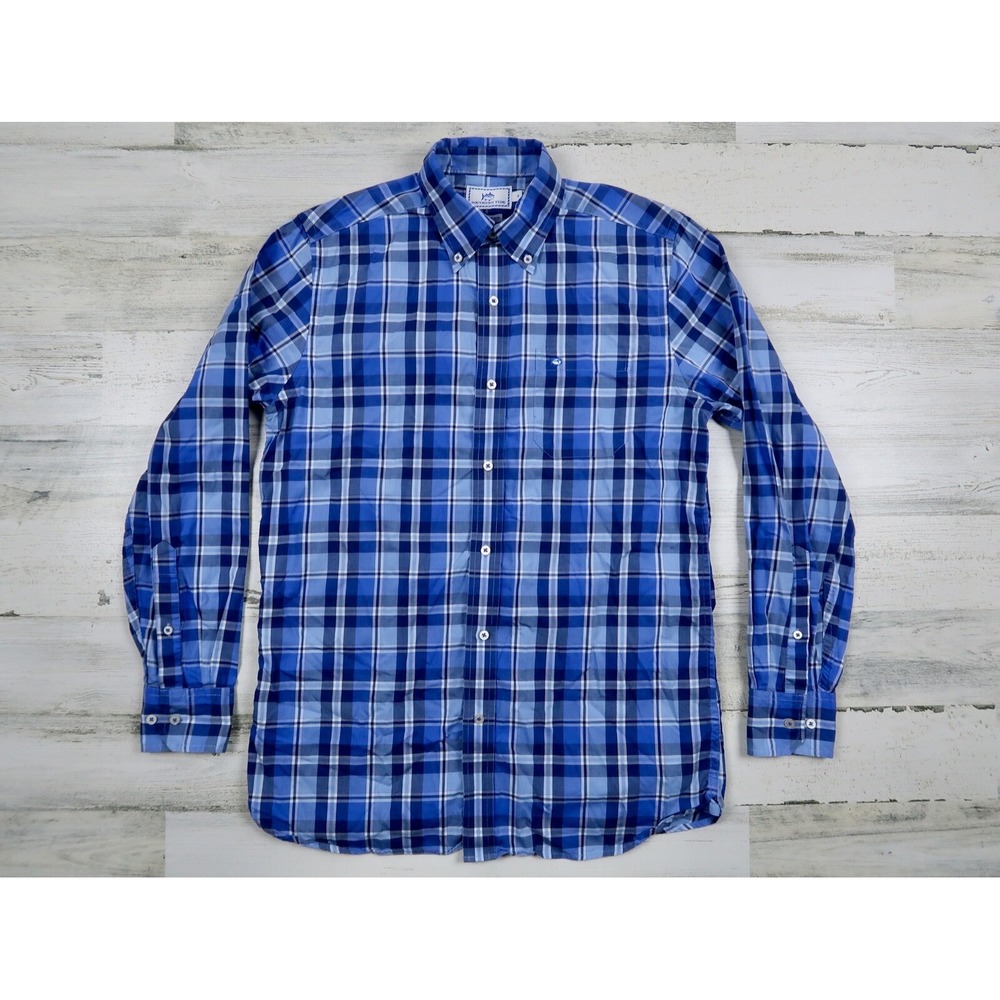 Southern Tide Mens Small Blue Plaid Button Down Classic Fit Long Sleeve Shirt